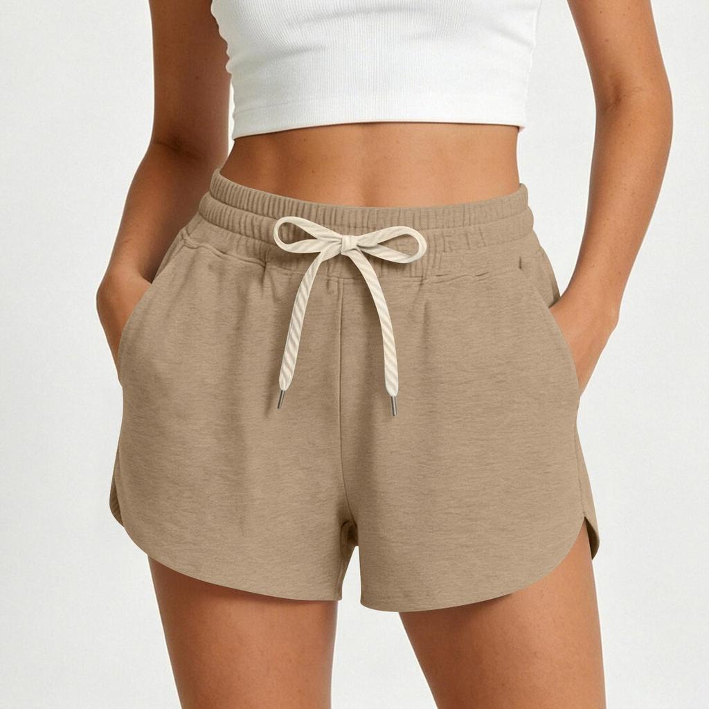 Women's Casual High Waist Drawstring Shorts with Pockets Lightweight Soft Fabric Comfortable Fit Elastic Waistband