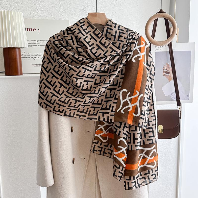 Oversized Korean Linen Shawl Dual-purpose Silk Scarf Travel Photo Sun Protection Beach Towel Extended Scarf Women's Versatile