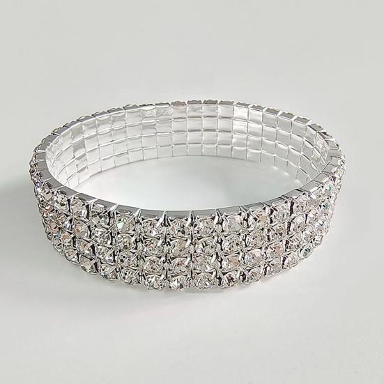 1 Set Damen Schmuckset Luxuriös Elegant Glänzend Voll Strassbesetzt Funkelnd Aufmachung Geschenk Einfache Braut Halskette Armband