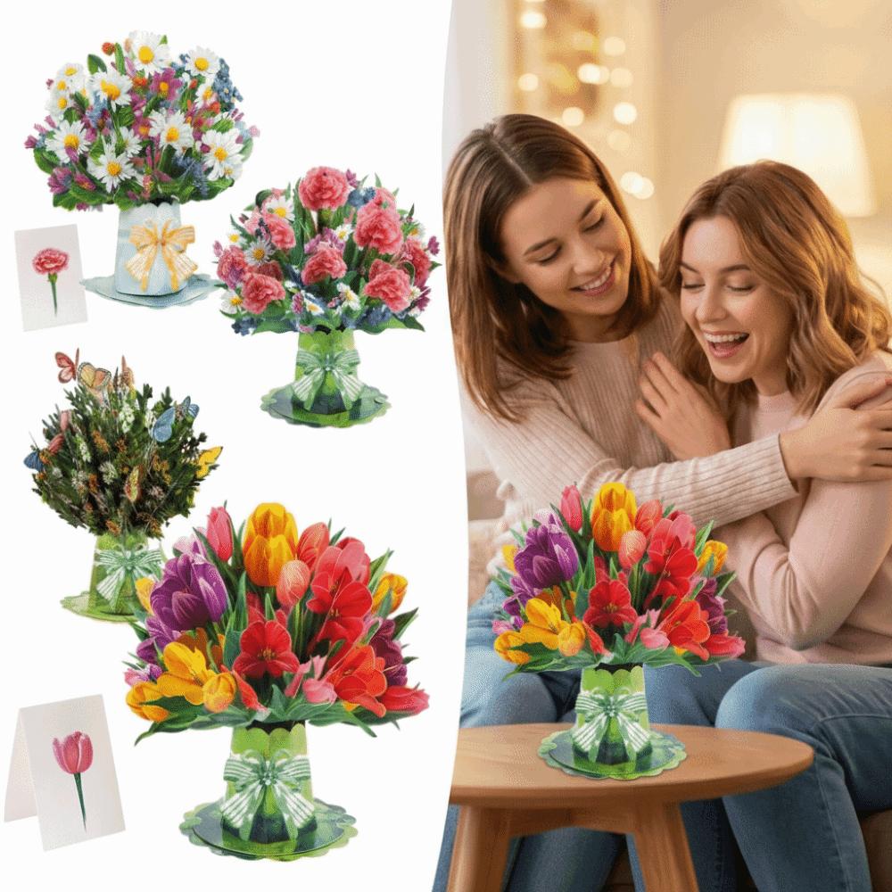 3D Design Pop-Up Flower Card Pop-Up Flower Bouquet 3D Greeting Card Premium Quality Flora Card Graduation Ceremony