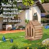 Premium-Wooden For Garden Butterfly House, DIY Hanging Housing Unit With Feeder For Bees And Pollinators