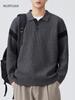Mu Yuan Men's Retro Autumn/Winter Knit Polo Sweater - American-Style Casual Top