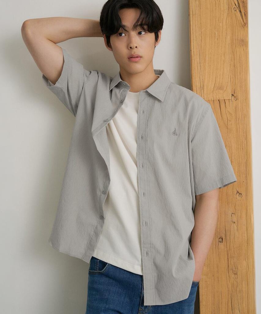 Binpolmen Solid Short Sleeve Shirt Light Gray