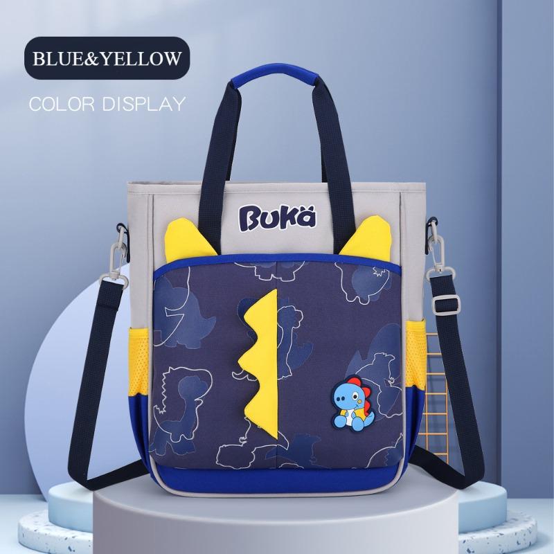 BUKA 3D Cartoon Dinosaur Handheld Tutoring Bags Special for Primary School Student Light Multi-functional Kid Messenger Bag Pupil Homework Storage Bag