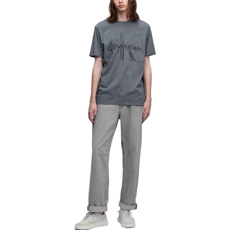 Calvin Klein Round Neck Printed Short Sleeve T-Shirt Men Tops Gray MG-40LM837-021