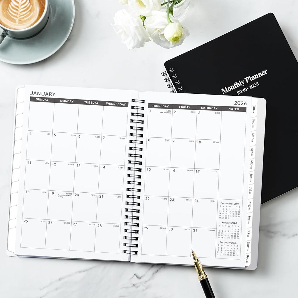 2026-2028 Monthly Planner/Calendar - 3 Year Monthly Planner, Jan. 2026 - Dec. 2028, 6.4" x 8.5", 36 Months Tabs, 30 Notes Pages, Double-Side Pocket,