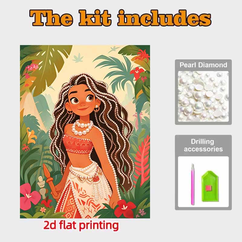 Disney Pearl Painting Moana DIY Pearl Art Painting Pearl Gem Painting Pictures Crafts Special Shape Home Wall Decoration