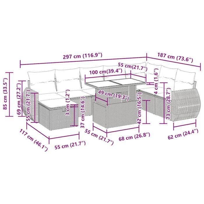 VidaXL Garden Lounge Set with Cushions 9 Pcs Beige Braided Resin 3327919