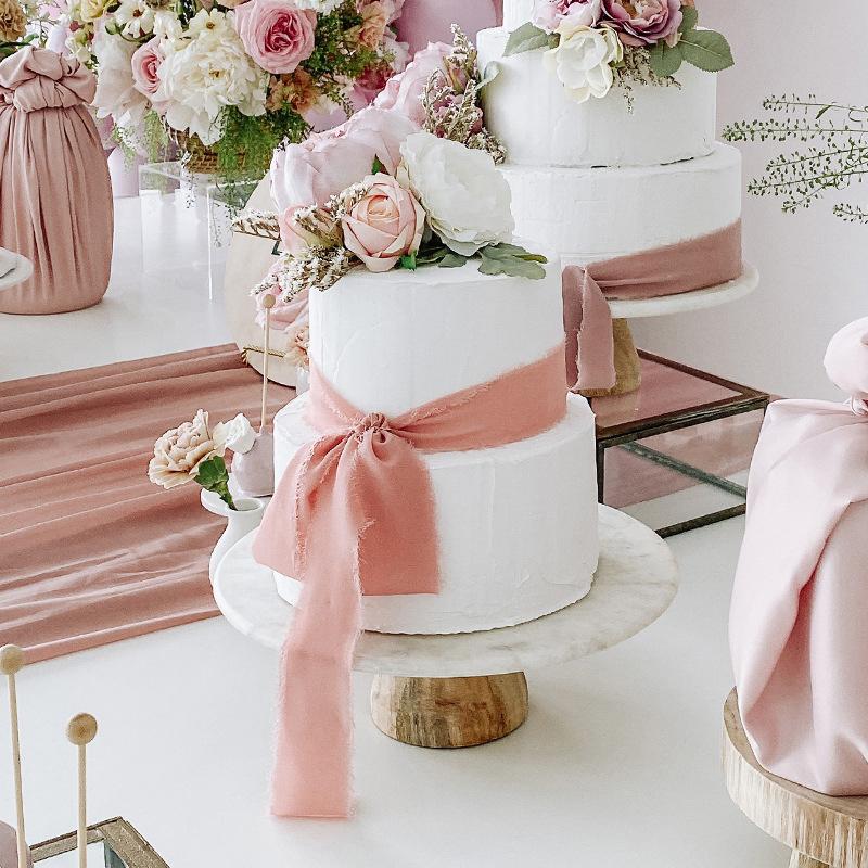 2/3/4Rolls 5M Frayed Edged Satin Handmade Chiffon Silk Ribbon For Wedding Invitation Bouquets Birthday Party Diy Decoration Gift