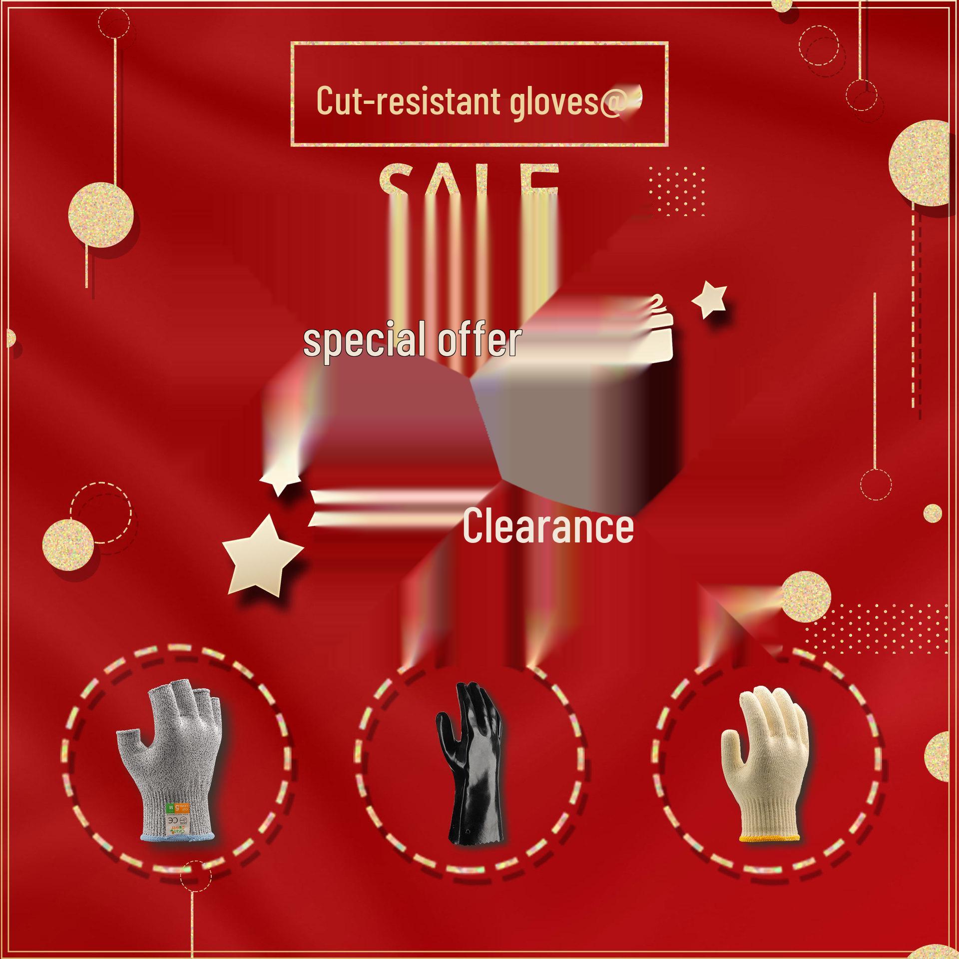 Limited Time Clearance: Wear-Resistant HPPE Cut-Resistant Work Gloves 1305 Half-finger Gloves / Pair