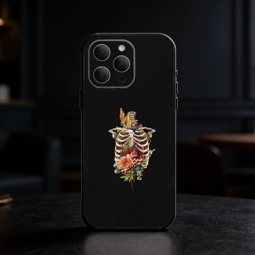 Anatomy Skeleton Phone Case For iPhone 17,16,15,14,13,12,11 Plus,Pro Max,SE4Soft Silicone Black Cover
