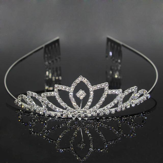 Prinzessin Kid Kristall Tiaras Kamm Haar Schmuck Strass Stirnband Braut Krone Hochzeit Party Zubehör