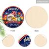 2D Flat America 250th Birthday 1776-2026 Wooden Hanging Sign, Patriotic Round Plaque with Bald Eagle, Statue of Liberty & Fireworks, USA Independence