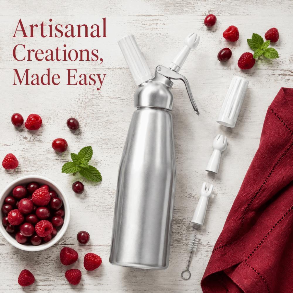 Aluminum Whipped Cream Dispenser 3 Decorating Nozzles\ Cream Maker Cream Whipper  Pastry Chefs