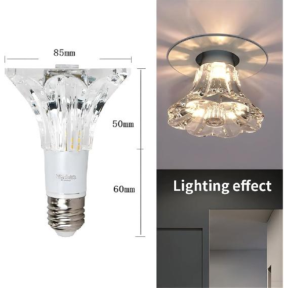 Flower Diamond Crystal LED Light, Unique Diamond Shaped LED Lamp, 5w Vintage Crystal Bulb, Warm 3000k Light for Aisle Hallway Balcony