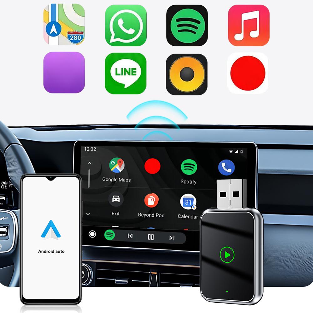 2 in 1 Wireless CarPlay Android Auto Adapter Wireless CarPlay Adapter Plug & Play Mini Carplay&Auto Box Dongle for Factory Wired