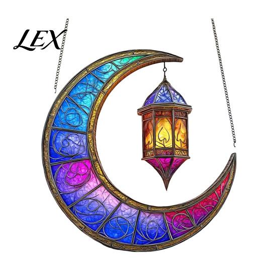 Colorful Glass Suncatcher 2D Acrylic Star Moon Lantern Suncatcher, Crescent Window Hanging Ornament Exquisite Craftsmanship for Home, Patio,