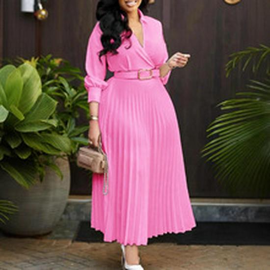 2025 Summer Women's Solid Color V-Neck Slimming Dress: Elegant and Fashionable