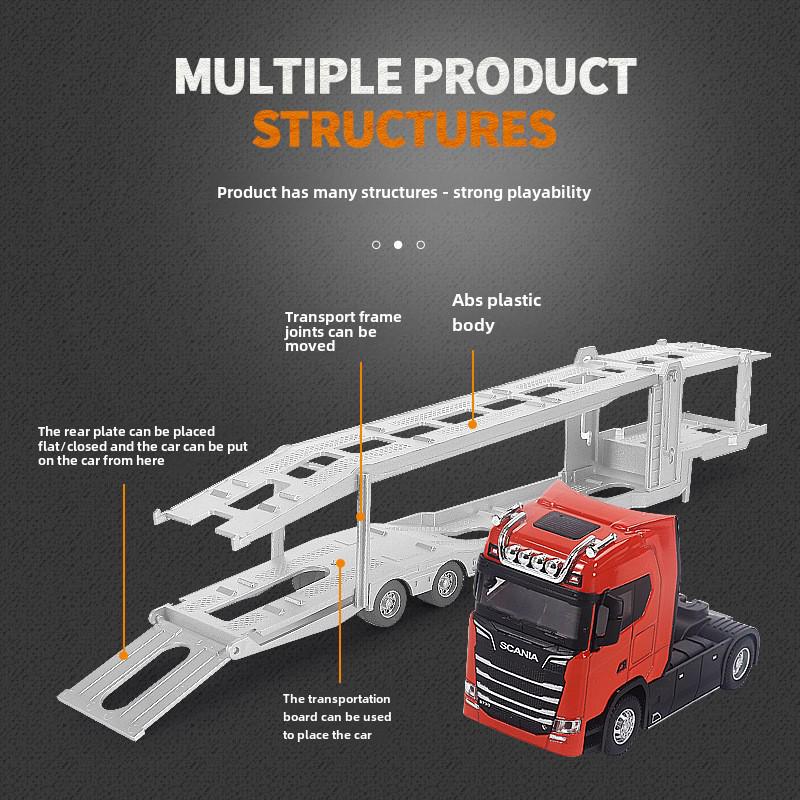 Scania Alloy Container Truck Model - Double-Layer Semi-Trailer Toy
