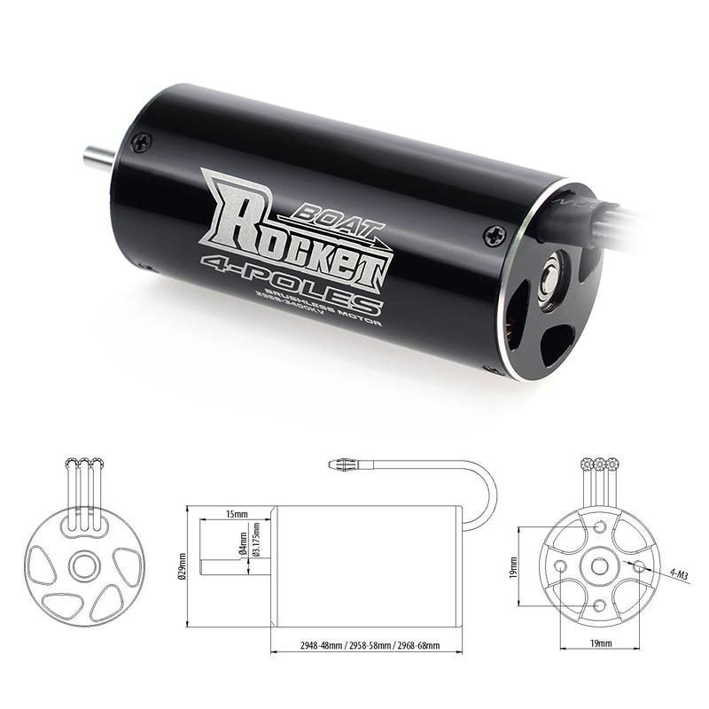 Rocket RC 2968 2958 2948 3400KV 3450KV 3800KV Brushless Boat Motor for Traxxas Feilun FT011 FT012 600-800mm RC Boat Car