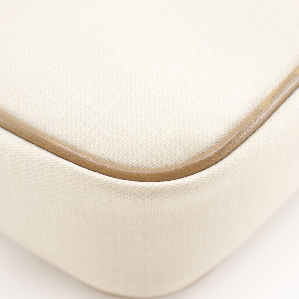 Dior CD Logo Shoulder Bag Pochette Vintage Beige PVC Women Used