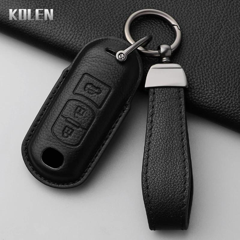 Leather Car Key Case Cover Shell For Mazda 2 3 6 Atenza Axela Demio Cx-5 Cx5 Cx-3 Cx3 Cx7 Cx-7 Cx-9 Cx9 Mx5 2 3 Buttons Keychain