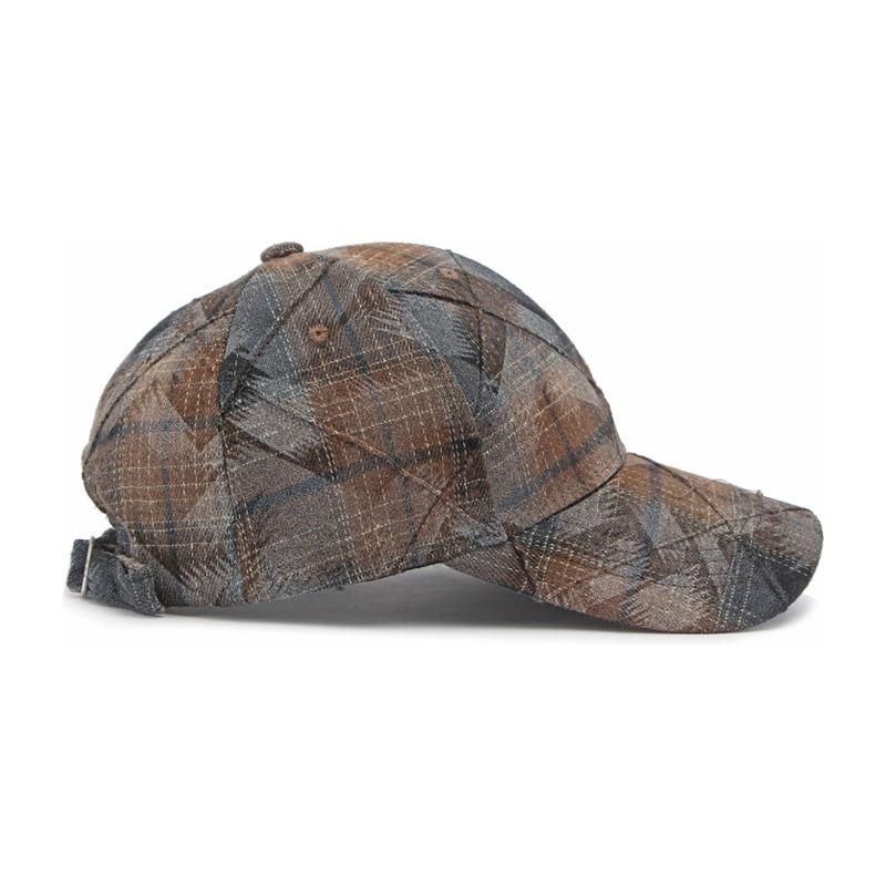 Gewaschene karierte Baseballkappe für Damen, Vintage, strukturiert, Dad Hat, für draußen