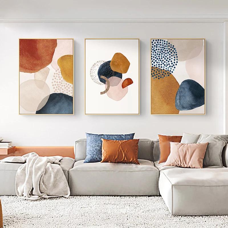 

Abstract Geometric Line Morandi Orange colorful Canvas Painting Poster Print Wall Art Picture for Living Room Wall Decor Cuadros