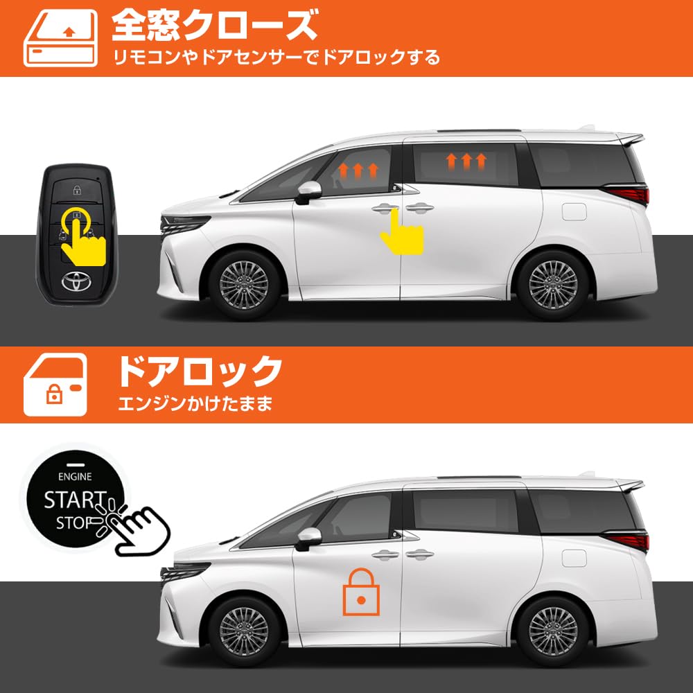Alphard 40 Series, Vellfire 40 Series, 10 Functions, Car Door Lock, Smart Key Linking,