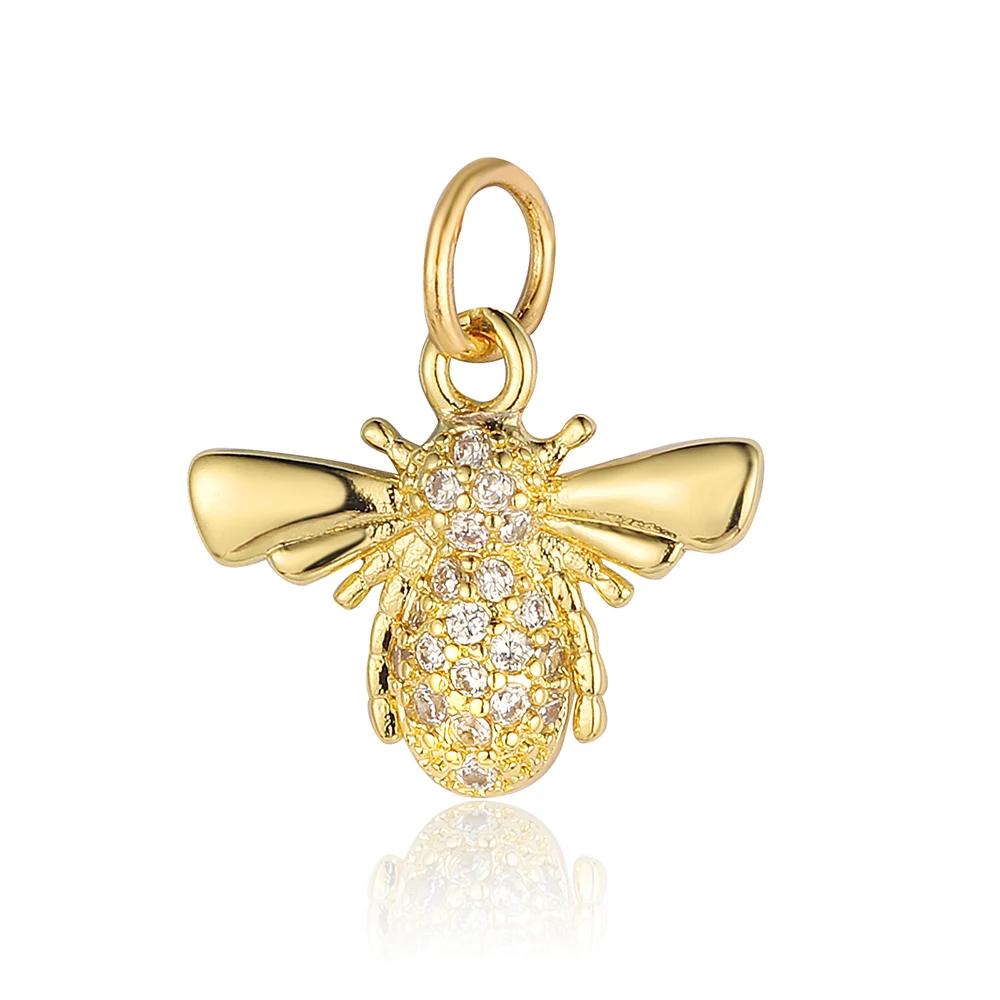 Bee Butterfly Copper Cubic Zirconia Heart Lock Love Charm Women Sun Star Necklace Pendant DIY Jewelry Charms