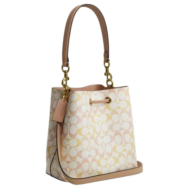 Coach Rowan 22 Classic Printed Detachable Zipper Clutch Artificial Leather Bucket Bag Hand Shoulder Bag Small Women's Candy Color