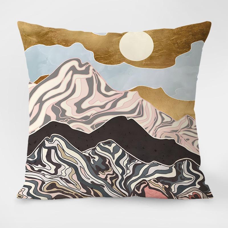 Chinese Style Mountain Pattern Decorative Pillowcase Living Room Bedroom Square Cushion Pillowcase