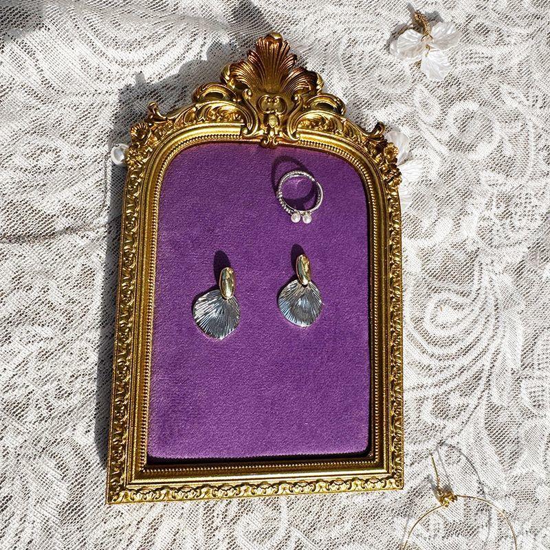 Vintage Photo Frame Jewelry Display Rack Purple Velvet Soft Bag Photo Frame Storage Rack Necklaces Earrings Display Ornaments