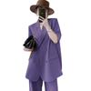 Plus Size 6681 Summer Slimming Wide-Leg Pants Two-Piece Suit for Women