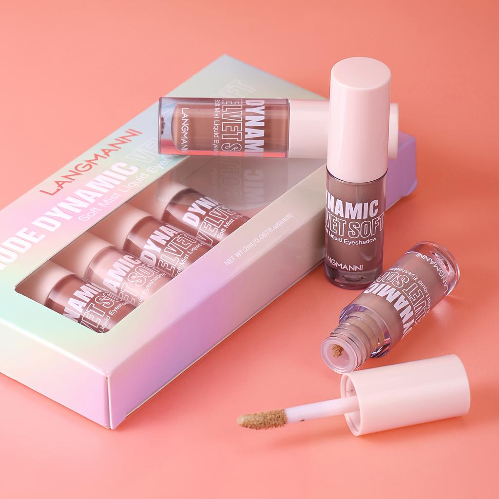 8 pezzi/set Ombretto liquido Soft Mist, Nude Dinamico Velluto Morbido, Scorre Morbidamente+Si Sfuma Facilmente, Sensazione Leggera, Non Appiccicoso, Ombretto a Lunga Durata