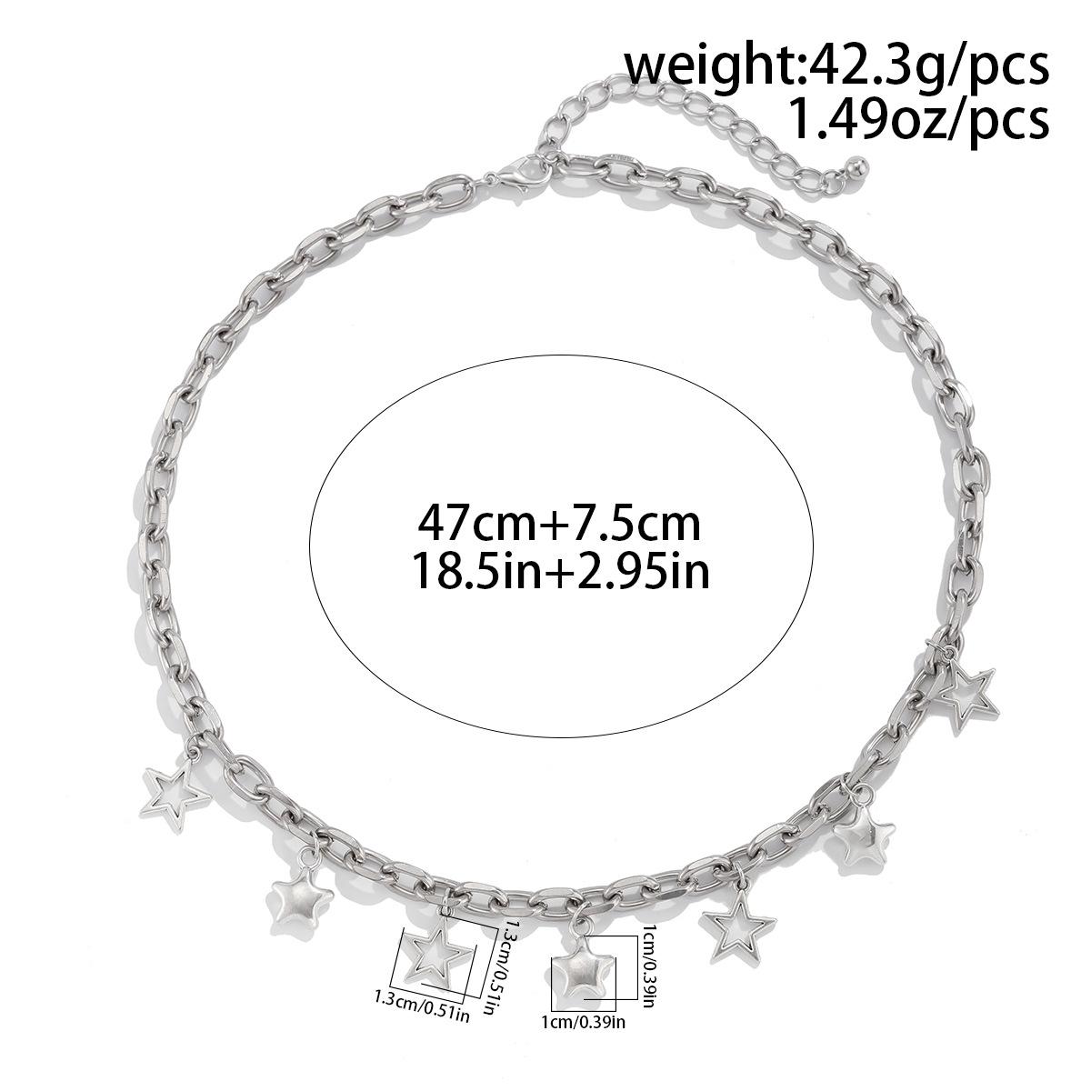 

Fashionable Personality Five-Pointed Star Necklace Bracelet for Men Trendy Hip-Hop Niche High-End Men s Jewelry White K 06425