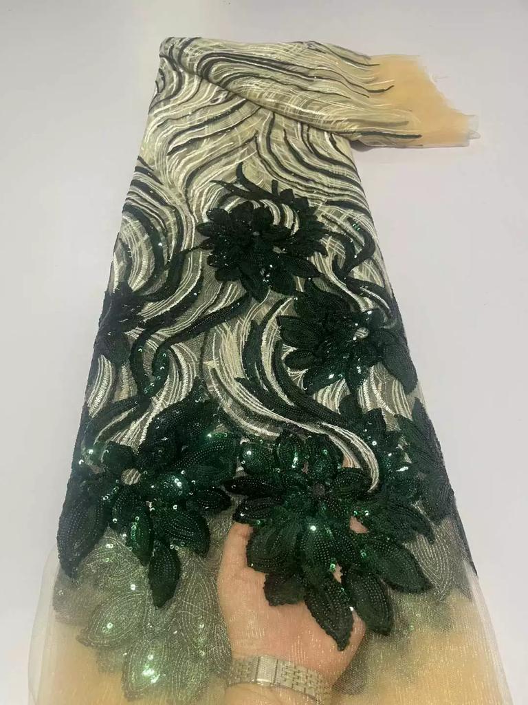 5yard Phoenix tail flower sequin embroidery lace fabric,wedding dress evening dress Cheongsam clothing designer fabric