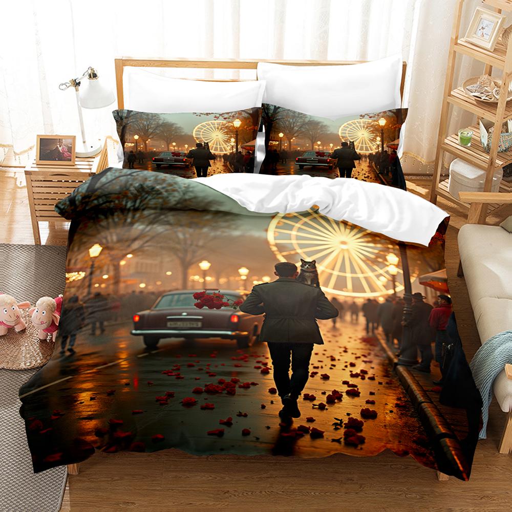 

Valentine s Day Duvet Cover Car Rose Red Bedding Set Happy New Year Quilt Cover Holiday Gifts Boyfriend Bedroom Decoration EU Single135x200cm