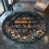 Round Floral Bookshelf Rug Non-Slip Cotton Base Home Decoration Carpets