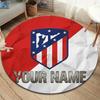 Atletico Fan Gear Custom Name Round Area Rug Carpet Rug For Living Room Bedroom Sofa Playroom Decor Nonslip Floor Mat