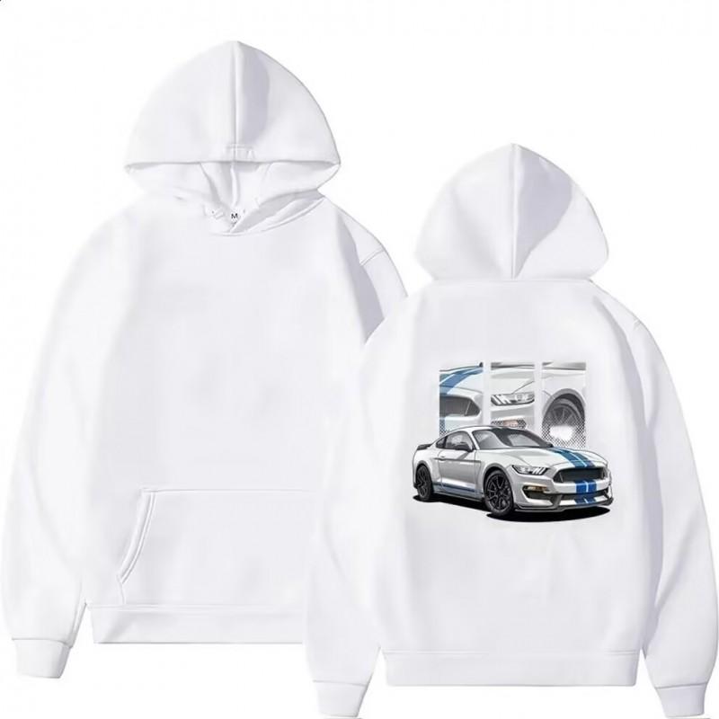 Mens Hooded Cotton Blend Sweatshirt With Printed Design Regular Fit Casual Wear