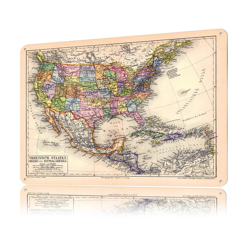 Map USA Decoration Home Decor Living Room Accessories House Vintage Decorations Wall Art of Murals Custom Plate Interior Items