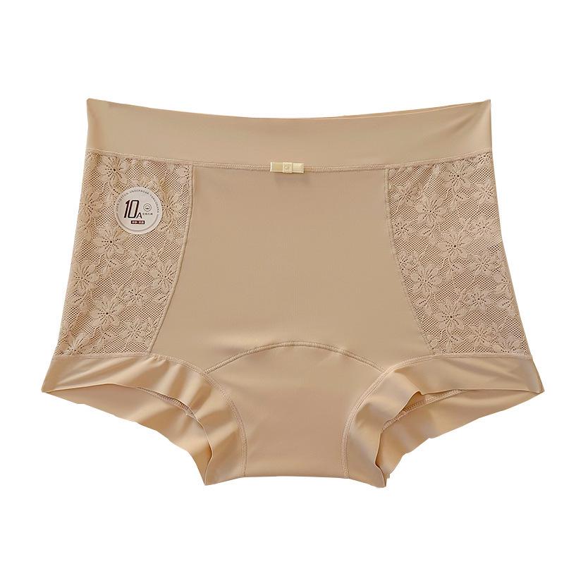 New Ultra-Light Seamless Lace Boyleg Panties with Antibacterial Pure Cotton Mid-Waist Double-Panel Crotch