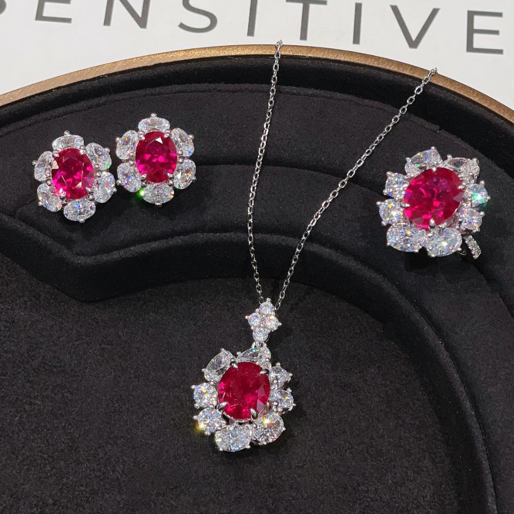 Valuable Lab Jade Diamond Jewelry set 925 Silver Engagement Wedding Rings Earrings Necklace For Women Bridal Party Gift