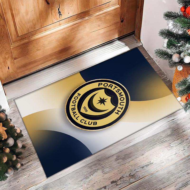 Tappeto Morbido Area Rug con Motivo Calcio Portsmouth FC Antiscivolo Tappeto per Pavimento Interno Tappetino Decorazione Sportiva per Camera da Letto