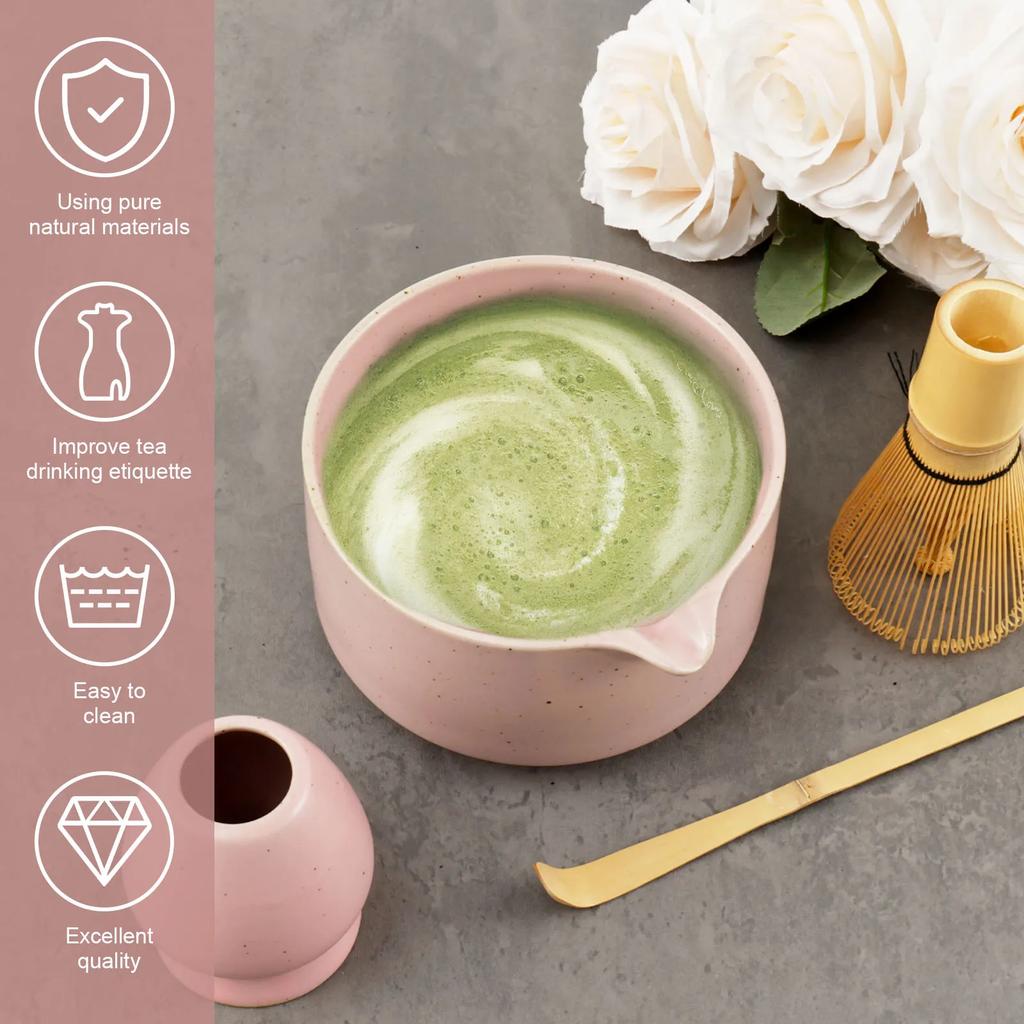 4 szt. Japoński Zestaw do Herbaty Matcha Wielorazowa Miotełka do Matchy Łyżeczka Zestaw Herbaciany Elegancki Zestaw Startowy do Matchy Narzędzie do Robienia dla Miłośnika Herbaty Akcesoria