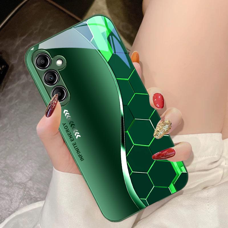 Flowing Light Honeycomb For Samsung Galaxy A14 4G 20 30 52 20S 21S 22 A32 33 34 42 50 51 53 54 70 71 72 73 5G Glass Phone Case
