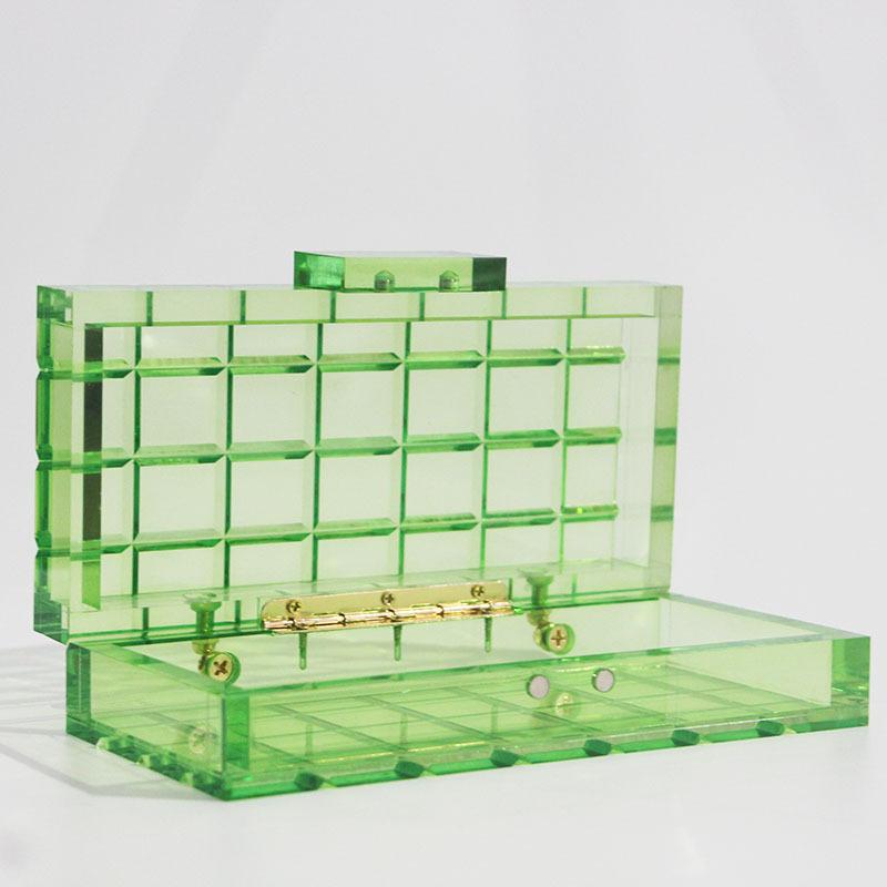 

New Rectangular Clutch Bag Candy Color Evening Acrylic Transparent Fluorescent Green Fashion Luxury Brand Handbags Women Purse