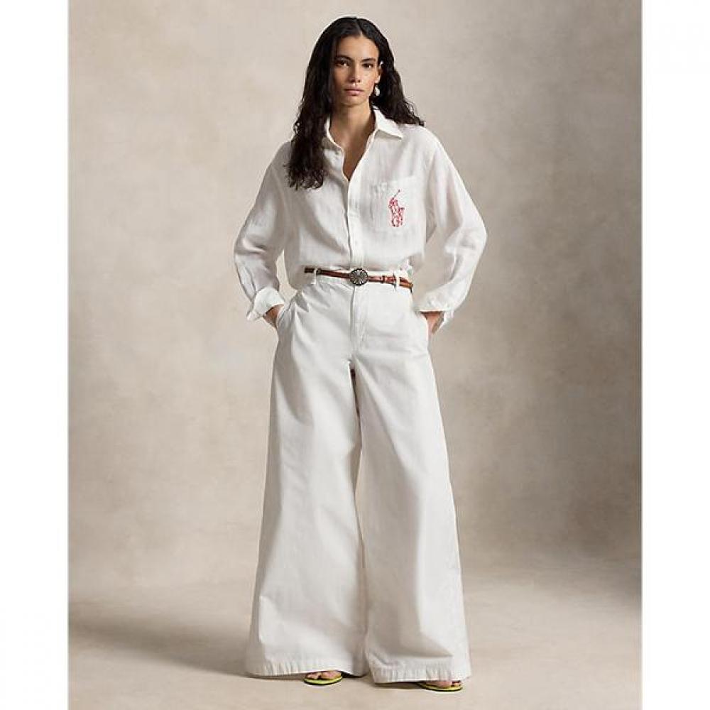 Polo Ralph Lauren Women S Linen Big Pony overSized Shirt wmpoShtndo21185100 