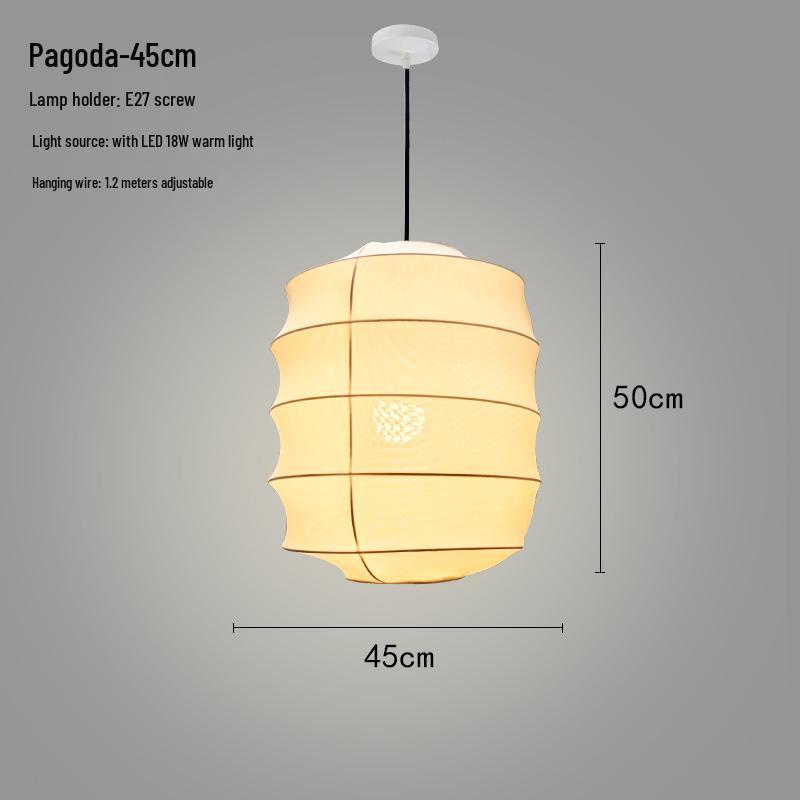Zen Lantern: Japanese Silk Fabric Pendant Light for Bedroom, Dining Room, and Bar